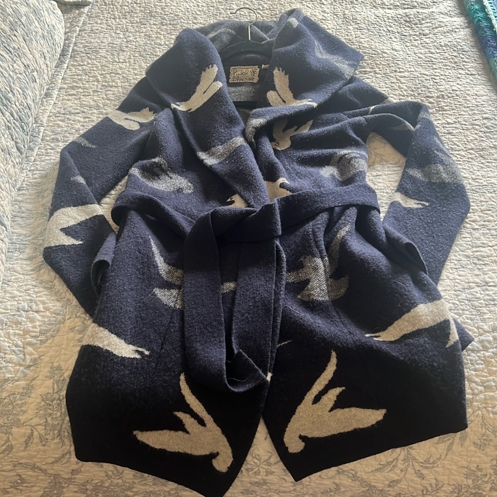 Unique and beautiful wool Anthropologie wrap sweater
